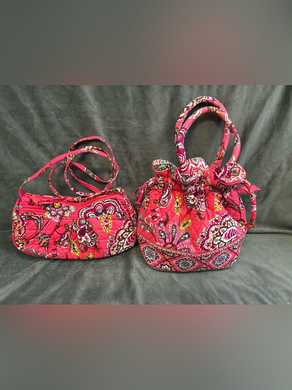 Two Vera Bradley Bags  Drawstring and a shoulder bag with same design